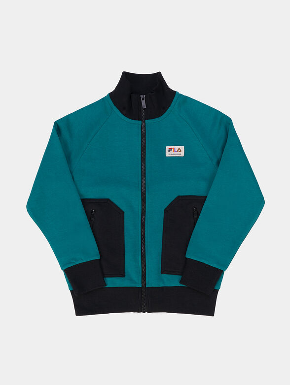 Blue sweatshirt with accent pockets - 1