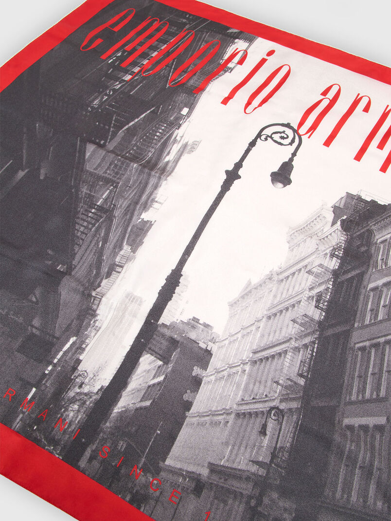 Square scarf with logo print - 3