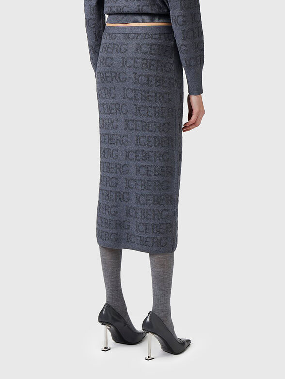 Wool blend skirt with monogram logo - 2