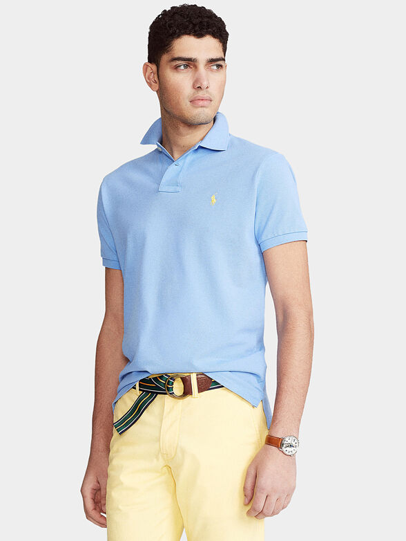 Skyblue cotton polo-shirt - 1