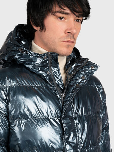 Padded hooded jacket with metallic effect - 5