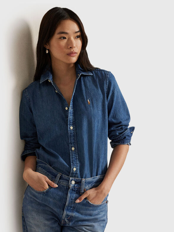 Denim shirt with logo embroidery - 1