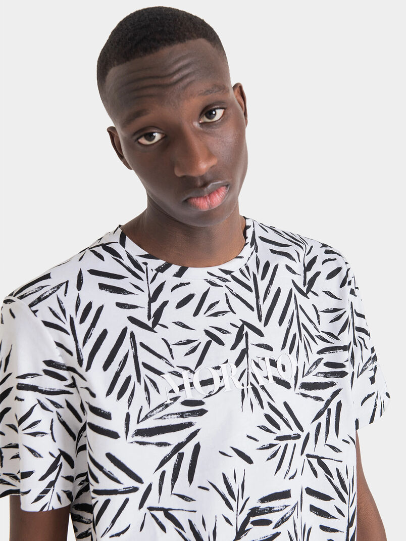 Cotton T-shirt with tropical print - 3