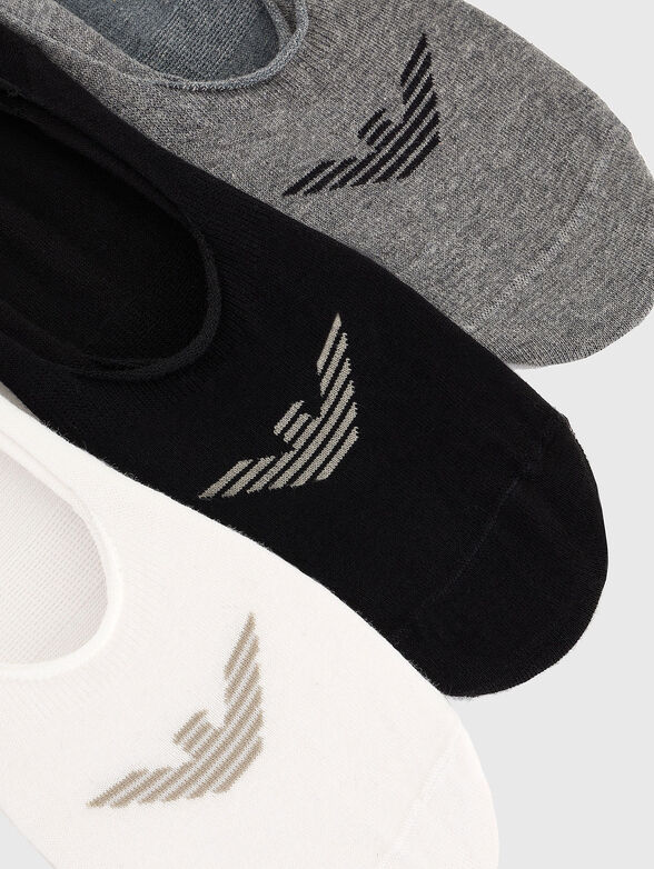 Set of three pairs of cotton socks in black - 2