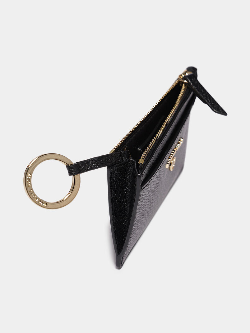 Leather card holder with keychain - 3