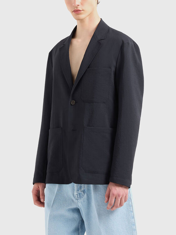 Single-breasted jacket in navy blue - 1