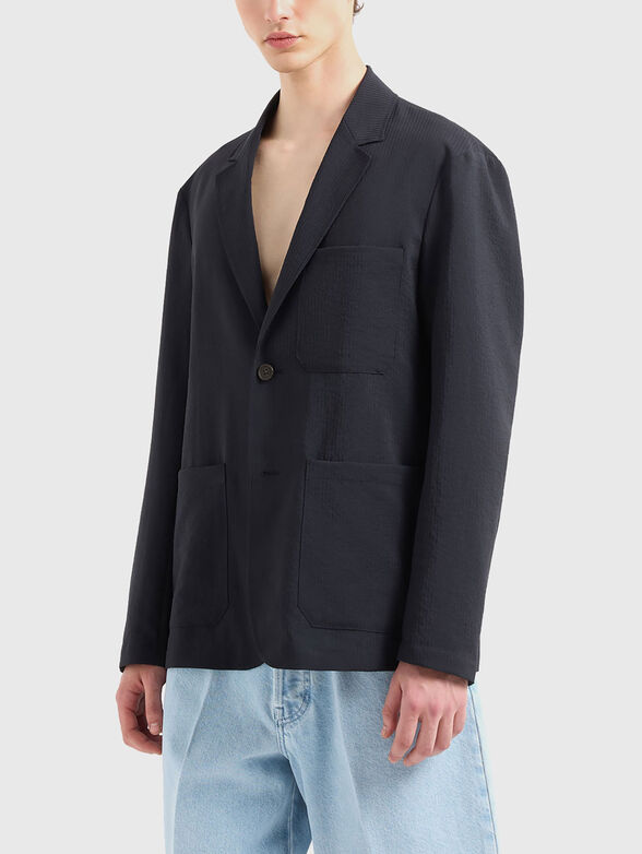 Single-breasted jacket in navy blue - 1