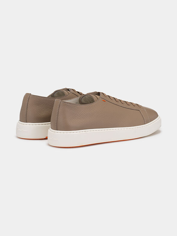 Leather sport shoes in beige color - 3