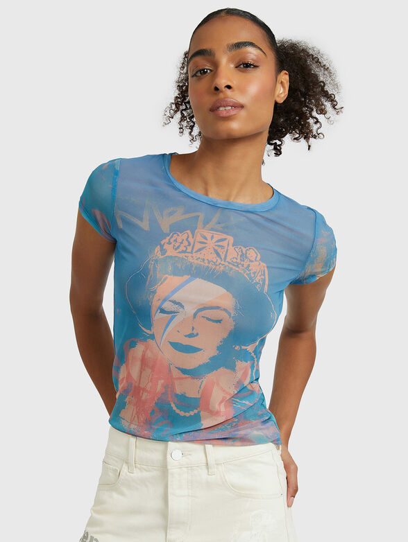 Blue T-shirt with print - 1