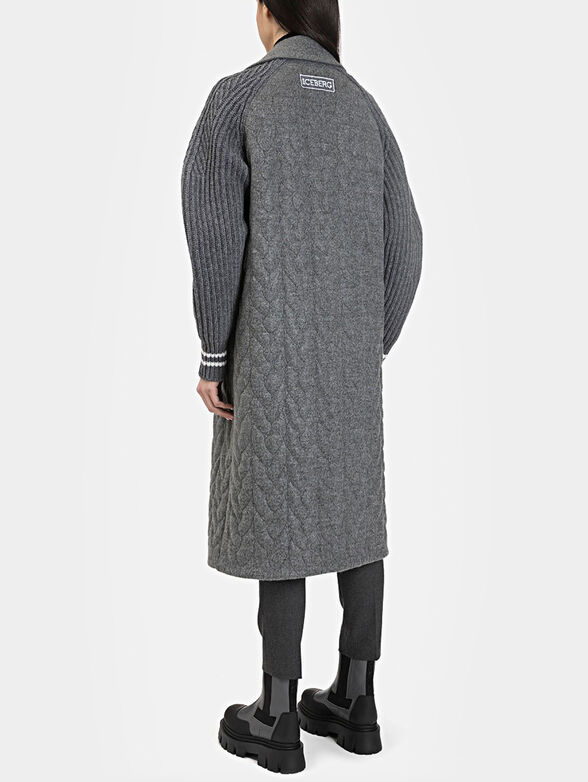 Gray coat with knitted sleeves - 2