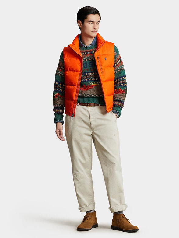 Orange padded vest with logo accent - 4