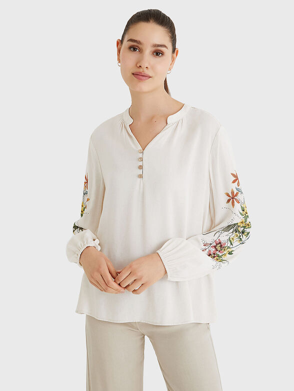 Linen blouse LEILA with contrasting back - 1