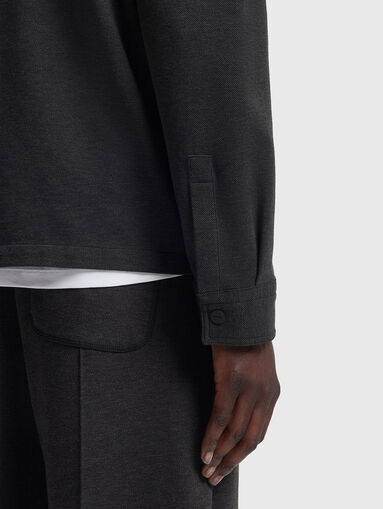 Dark gray oversized cotton blend shirt - 5