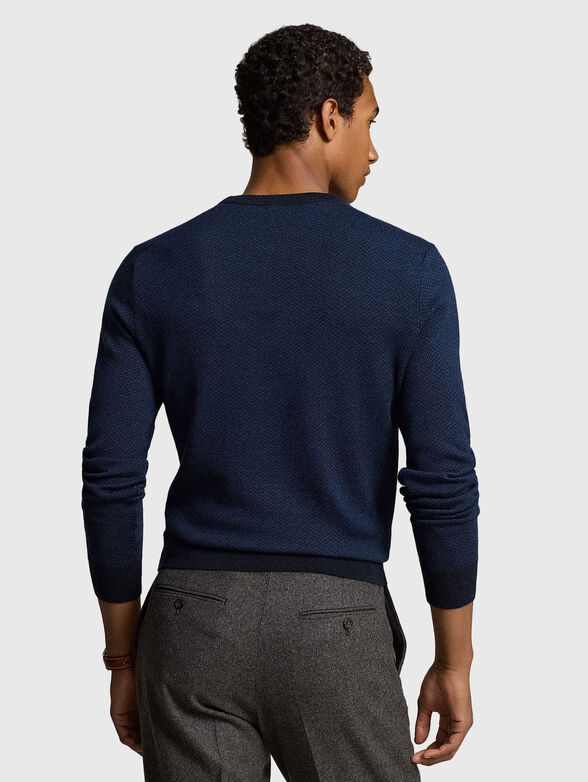 Navy blue sweater with an oval neckline - 3