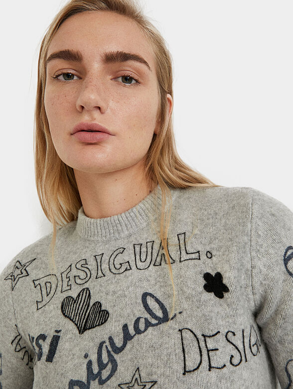Knit jumper PALOMA with graffiti print - 4