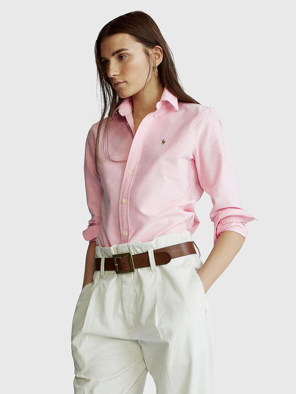 Logo detail shirt in pink  - 0