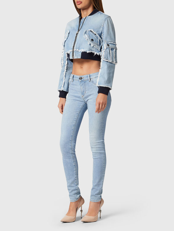 Denim bomber jacket with shoulder pads - 2