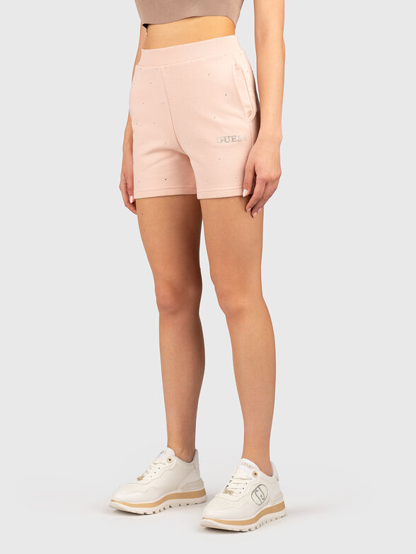 Shorts with logo rhinestones - 1