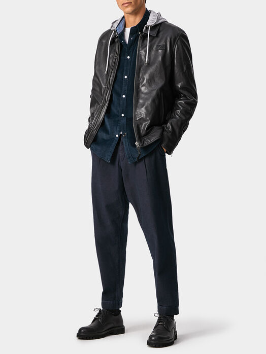 PHILIP leather jacket with removable hood