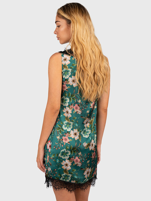 Satin nightgown with lace and floral print - 2