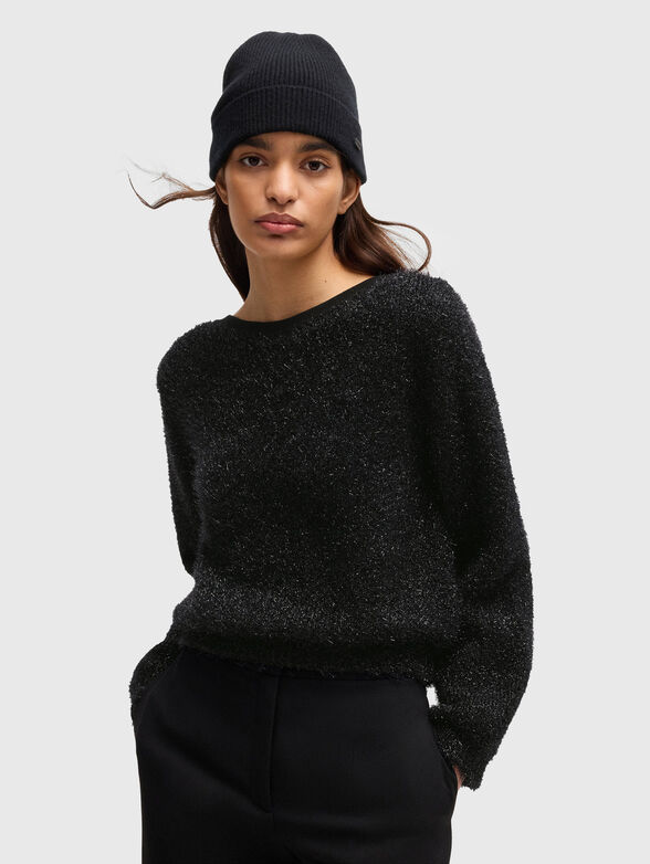 Fluffy sweater with a deep cut back - 0