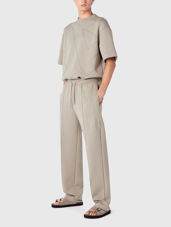 Sports trousers with crease in beige colour  - 4