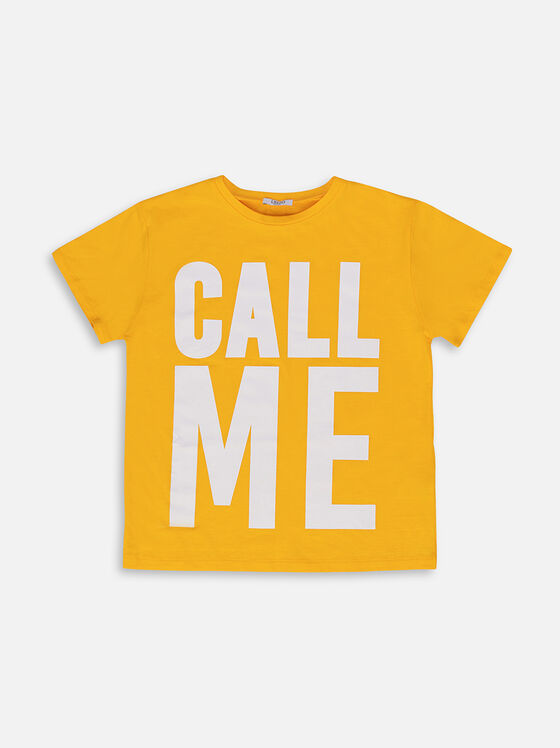 Жълта тениска с принт - 1