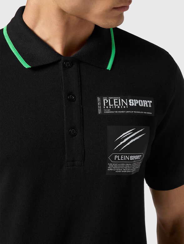 Polo shirt in black with contact logo print - 4