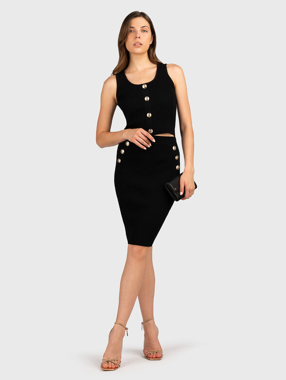 ANDROMEDA black midi skirt with accent buttons - 4