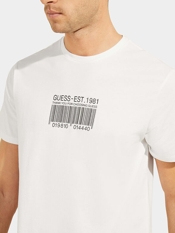 Cotton T-shirt with barcode logo print - 4