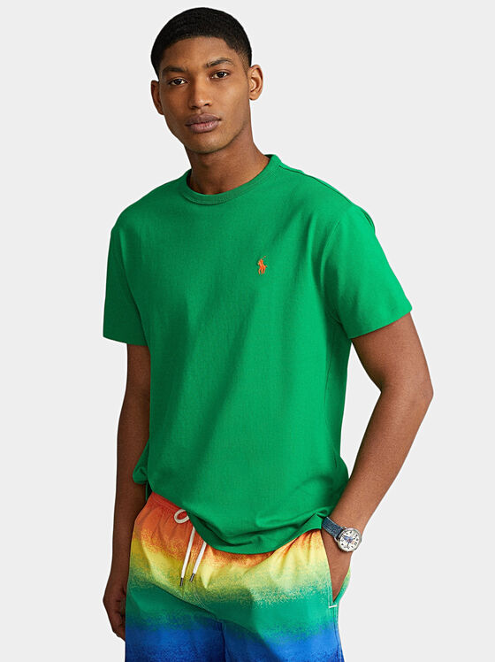 Памучна тениска в зелен цвят - 1