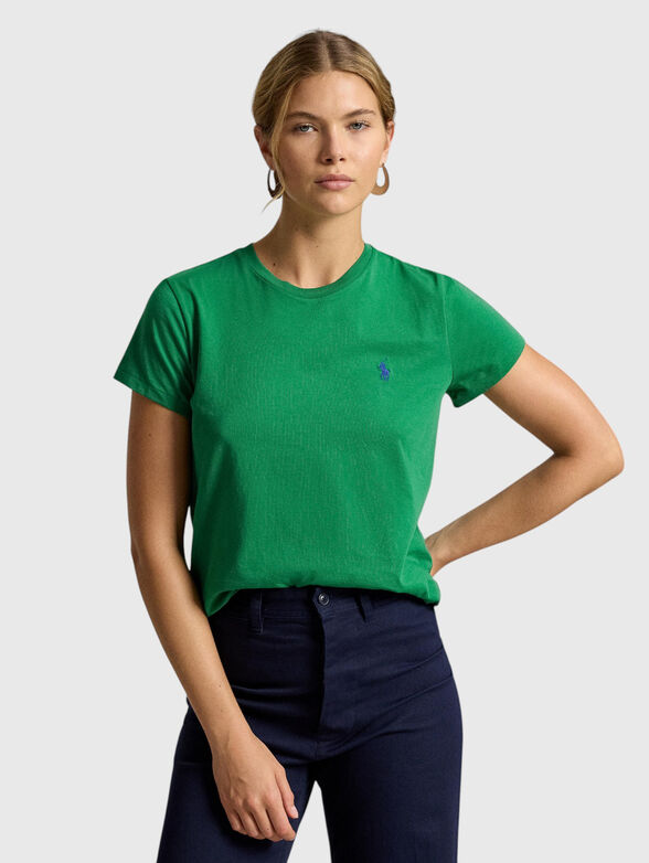 Cotton T-shirt with a round neckline - 1