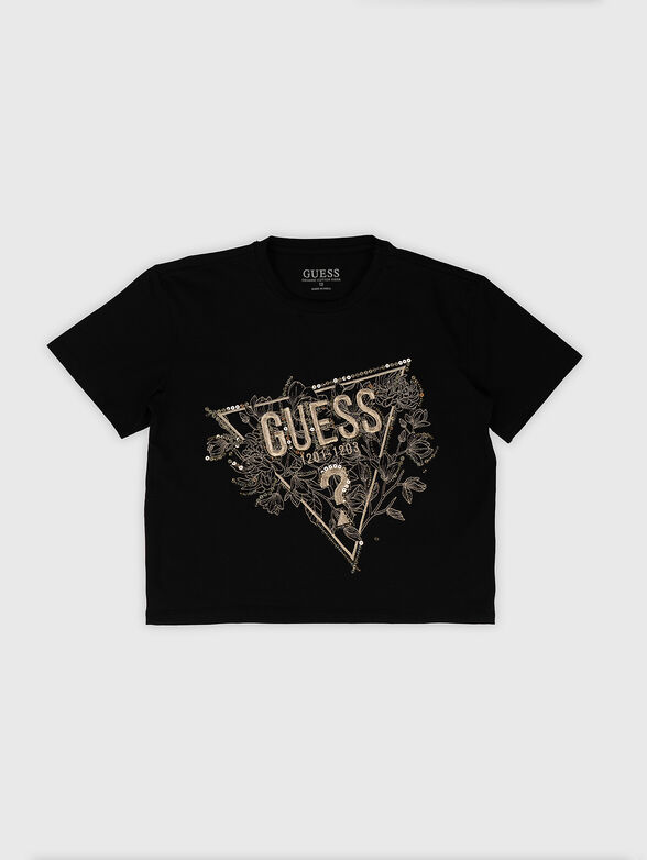 Cropped T-shirt with logo embroidery - 1