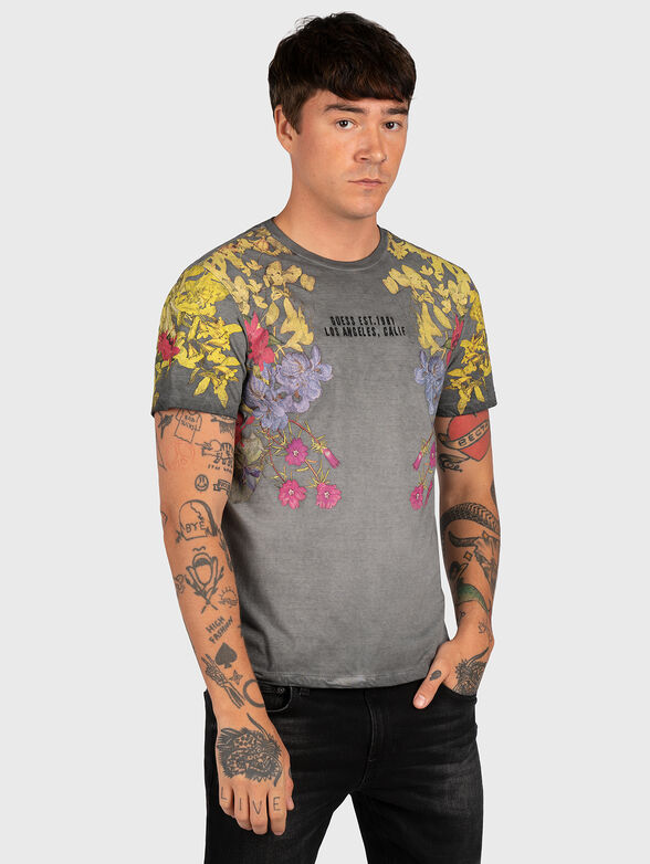 T-shirt in grey color with floral motifs - 1