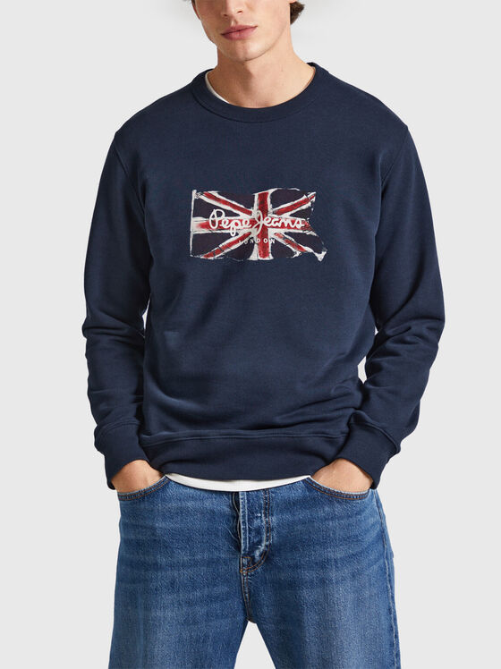 RUWAN dark blue sweatshirt with a print - 1