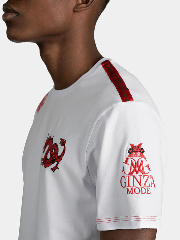 White T-shirt with red accents - 3
