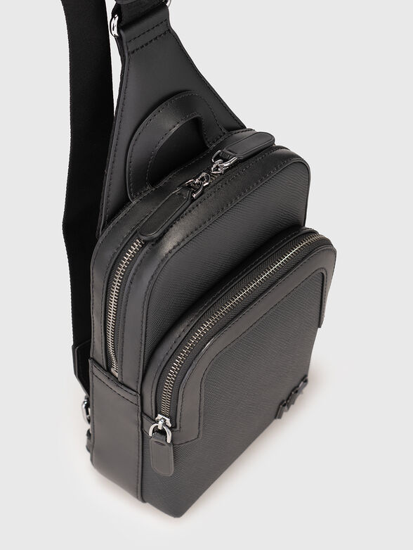 Leather crossbody bag with logo - 4