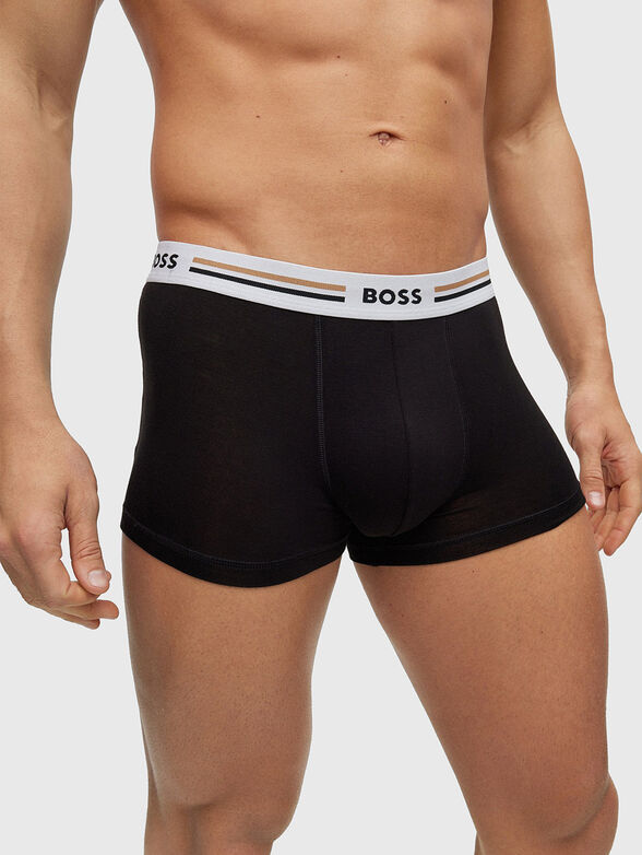 Three-pack black trunks with logo waistbands - 2