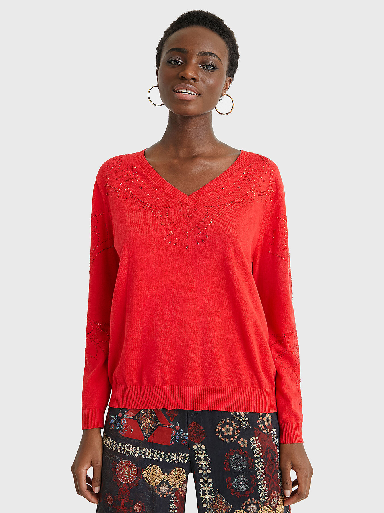 Red brand sweater on sale