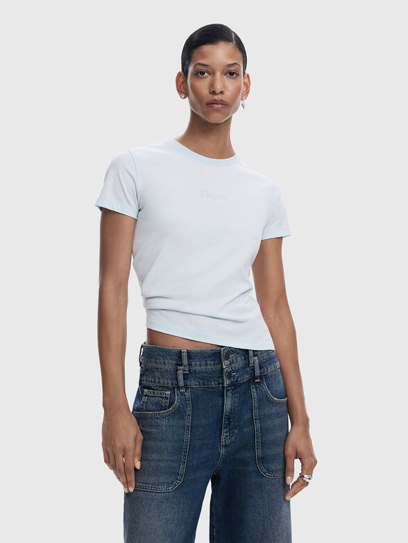 Cotton T-shirt with oval neckline - 0