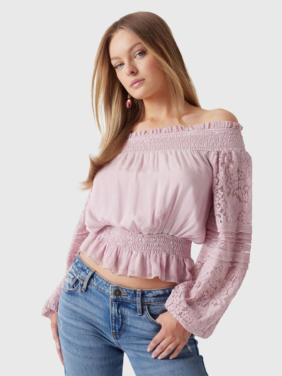 Off shoulder silk blend blouse - 1