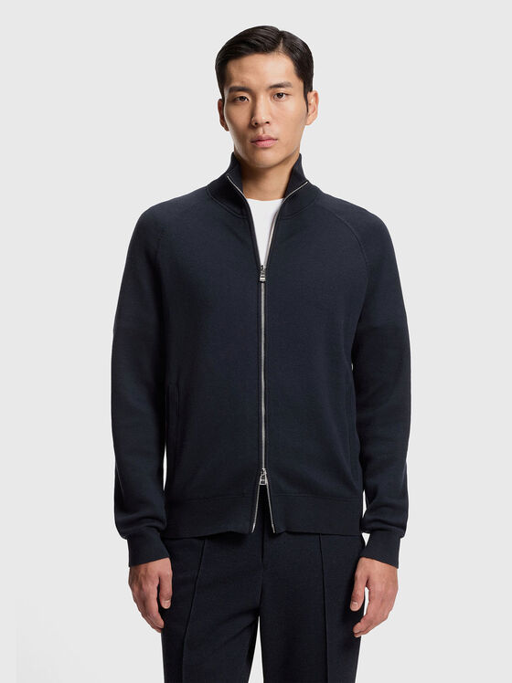 Жилетка от вълна и памук с цип джобове - 1