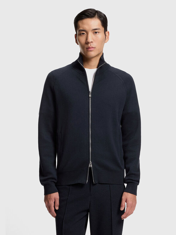 Wool and cotton cardigan with zip - 1