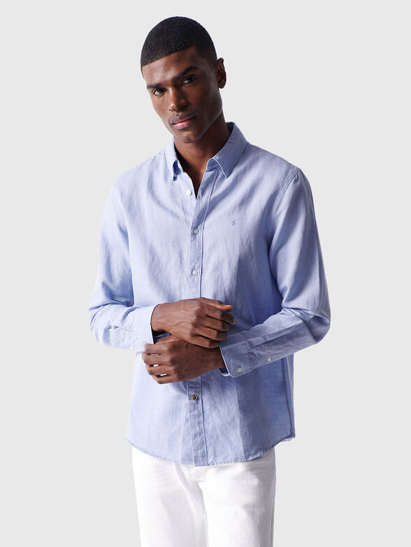 Light blue linen and cotton shirt - 1