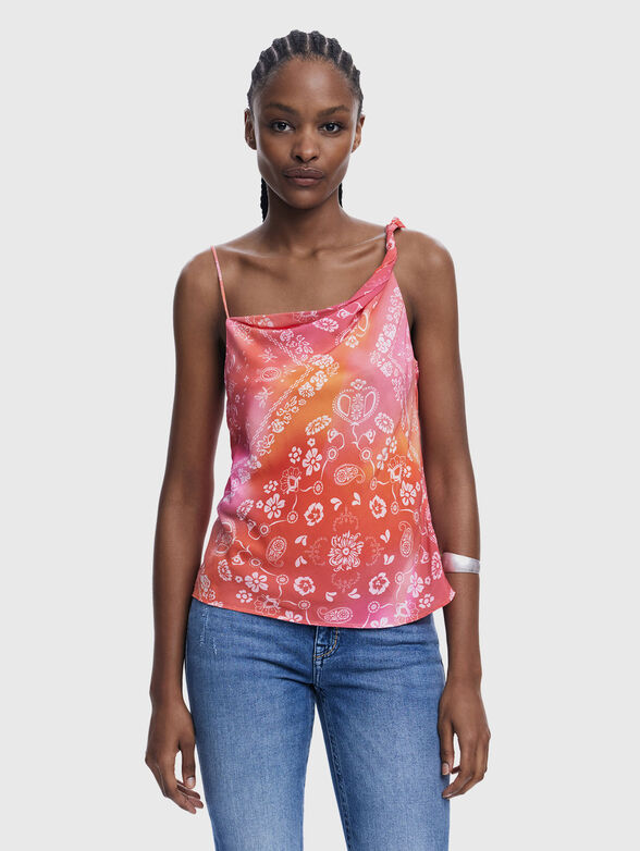 Top with accent strap and print - 1