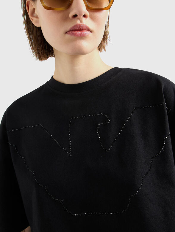 Cropped T-shirt with rhinestone - 4