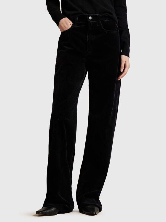 Панталон от кадифе с широки крачоли - 1