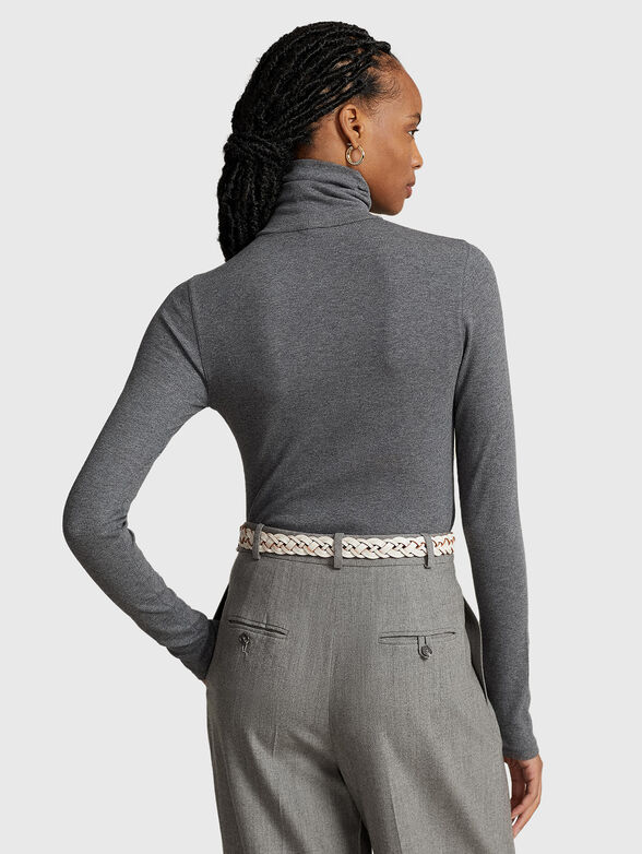 Sweater with polo collar in grey color - 3