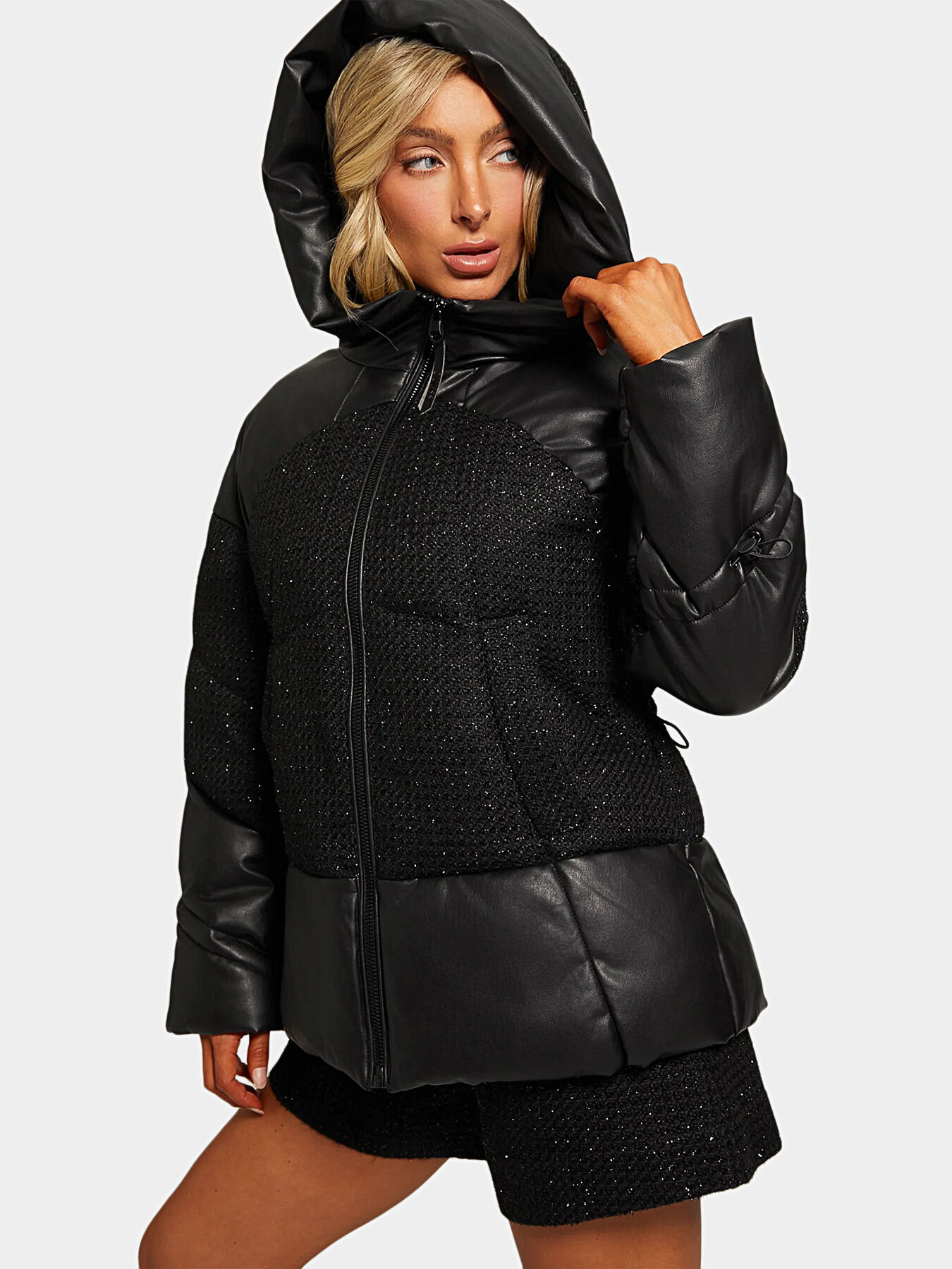 LEA padded jacket with boucle' insert brand GUESS