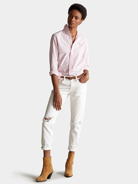 GEORGIA cotton shirt in pale pink - 4